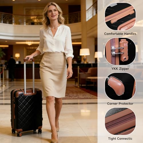 Image of Luggage Set 2-Piece, ABS Hardside Lightweight Suitcase with 8 Smooth Spinner Wheels for Business and Travel (14 /20 Blue)