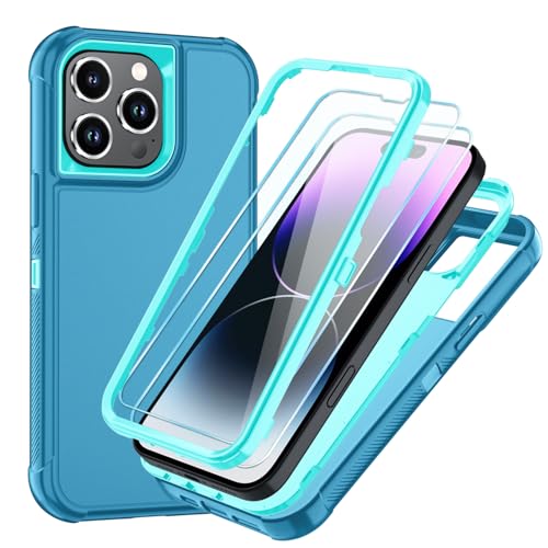 Image of SunStory Compatible with iPhone 14 Pro Max Case with HD Screen Protector, 3-Layer Heavy Duty Full-Body Cover,3 in 1 Hybrid Protective Case for iPhone 14 Pro Max 6.7 inch,LakeSkyBlue