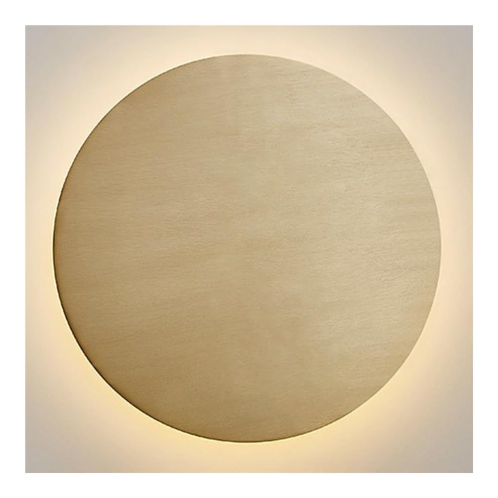 HUAYUSEDF Round Wall Mounted Brass Sconce - Modern Lamp with 3 Color Temperature Options Lighting Decor for Bedroom Living Room Hallway Hotel Light Fixtures(25cm)