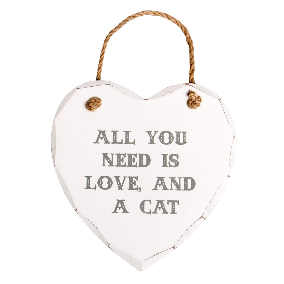 Sass & Belle White/Grey All You Need Is Love & A Cat Heart Plaque