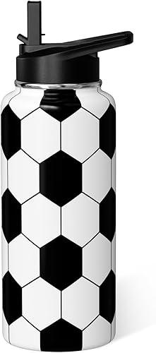 Botella de agua de fútbol de 32 onzas con aislamiento para deportes, regalos de fútbol para hombres y mujeres, regalo para entrenadores, amantes de