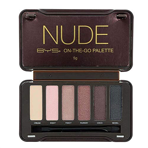 BYS On-The-Go Eyeshadow Palette,Six Shades with Mirror and Applicator, Nude