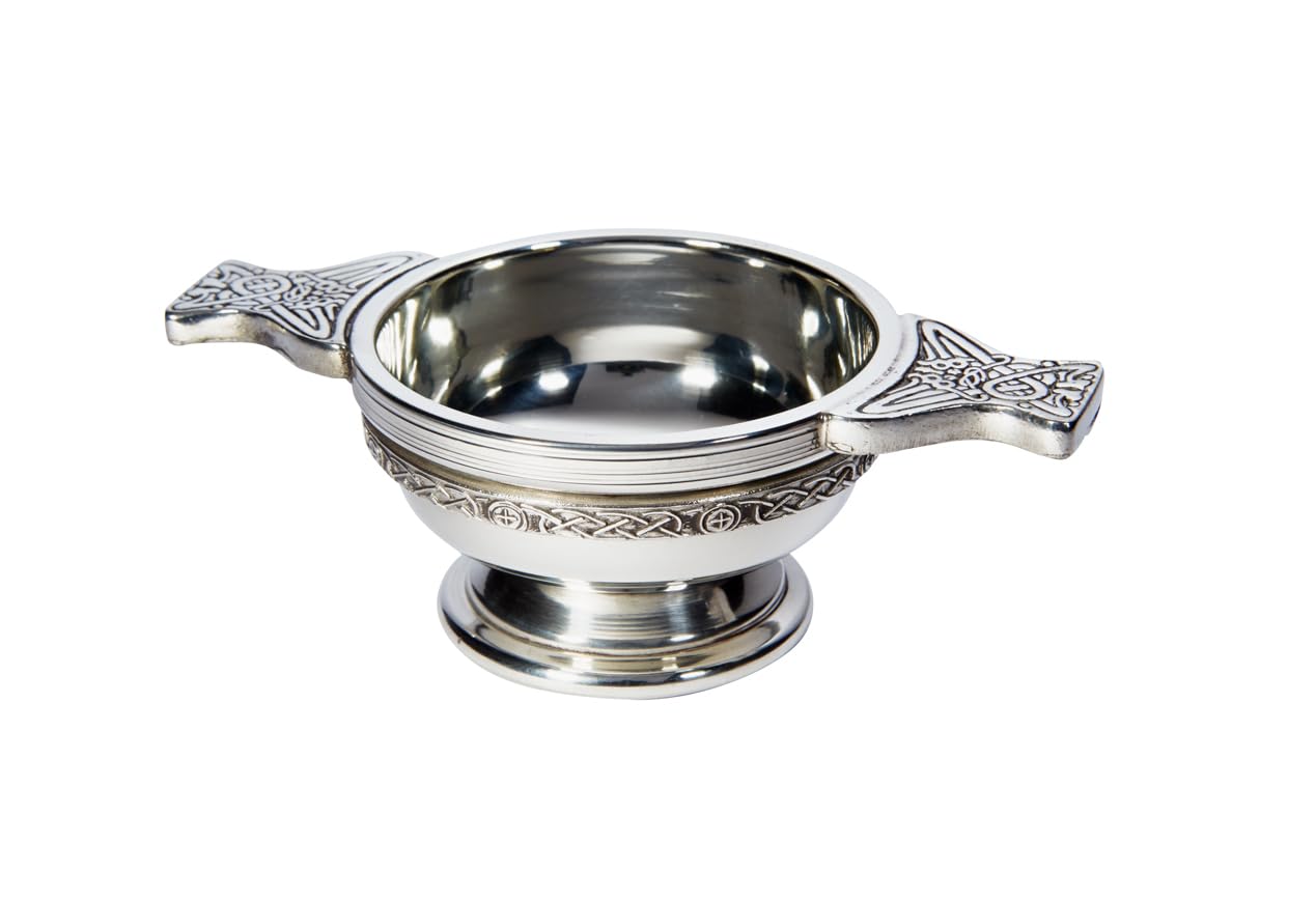 Celtic Band Pewter Quaich Whisky Tasting Bowl Loving Cup Burns Night (Small with Engraving)