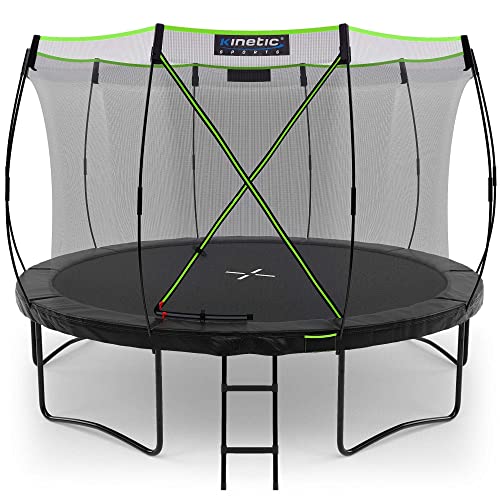 KINETIC SPORTS Trampolin Ultimate Pro 'Black Edition' für Kinder und Erwachsene | TÜV GS-geprüft | Designed in Germany | Fiberglas Netzstangen | AirMAXX Technologie | 366 cm Cover