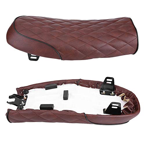 Siège Vintage Cafe Racer, Coussin en Cuir PU pour Moto, Coussin de Selle Plat pour CG125 GN CG CB400SS(Brun)