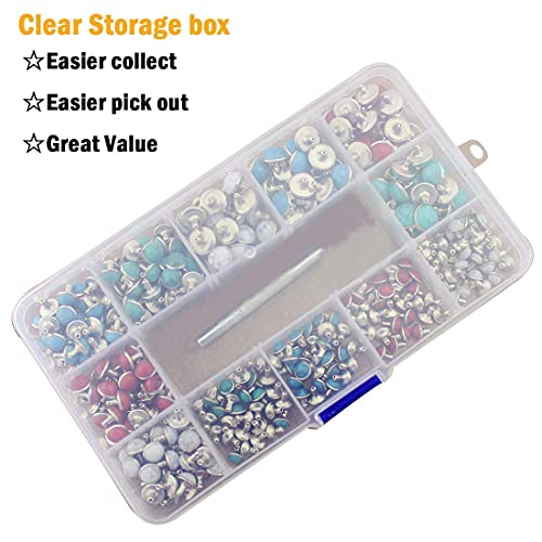 320 Sets Faux Turquoise Rivets Kit 6/8/10Mm 4 Colors Metal Rapid Rivet With Tool Studs For Leather Craft Dog Collar Clothing Accecssories Diy Project #TOP3