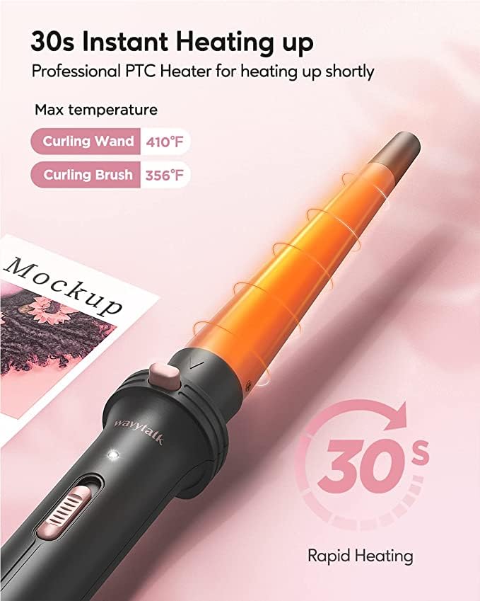 Wavytalk 5 in 1 Curling Wand Set, Curling Iron Set with Thermal Brush and 4 Interchangeable Ceramic Curling Wand(0.5”-1.25”),Instant Heat Up,Rose Gold - Image 4