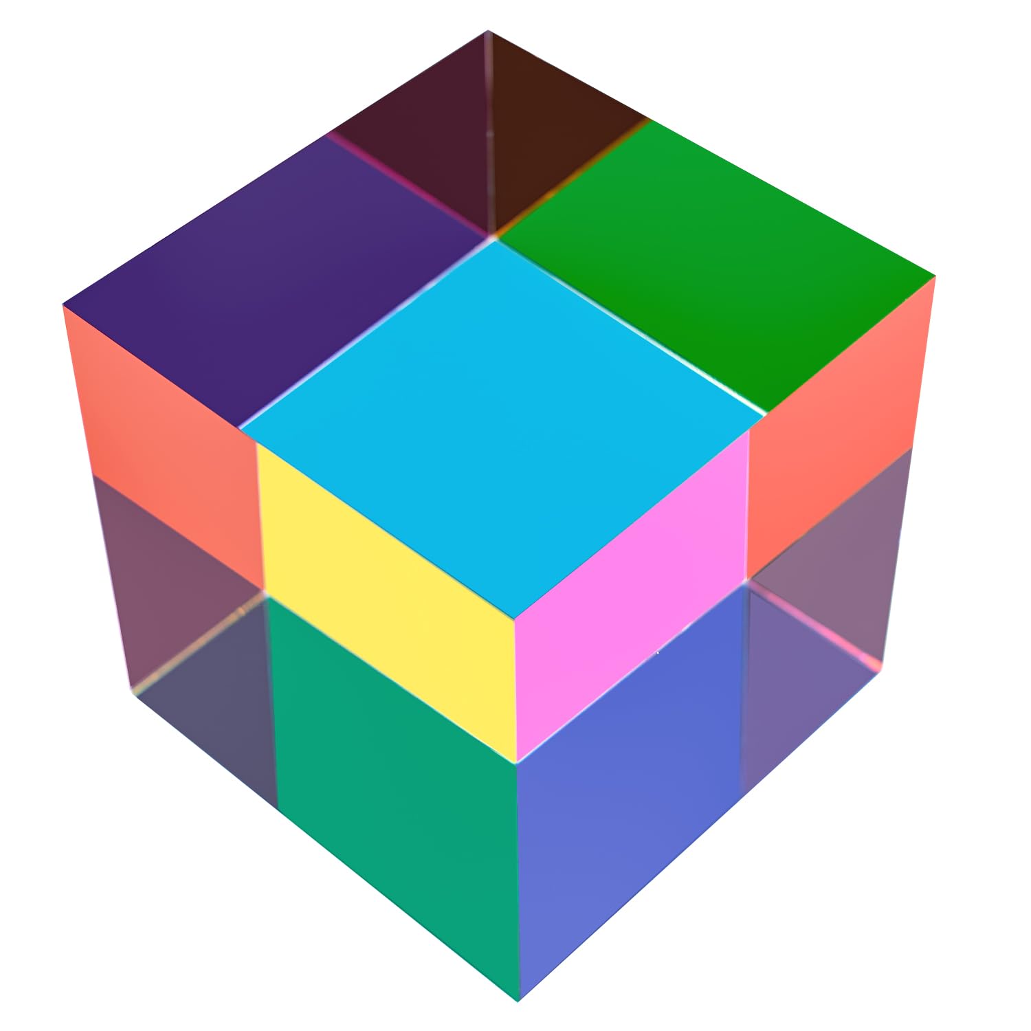 CMYCUBE CMY Color Cube, 2.36 inch (60mm) Acrylic Multi-Color Cube Prism for Physics Education, Desktop Decoration Scientific Toys,Gifts for Kids，Fidget Toys