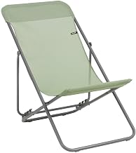 Lafuma Furniture LFM2764_8557 Folding Garden Lounger - 52 cm Wide - Transatube 2 - Batyline Iso - Moss Green - Made in France - LFM2764_8557 - 5 Year Guarantee - Length 83 x Width 56 x Height 91 cm