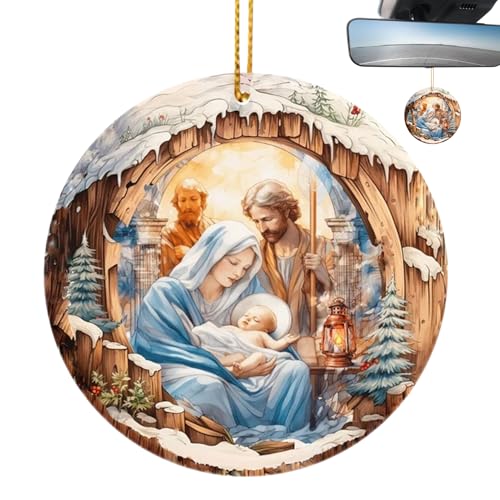 Adornos para el belén, adornos de Navidad, accesorios para colgar en el belén de acrílico 2D, colgante religioso de Navidad para coches y decoración de fiestas en el hogar