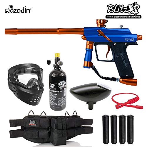 Maddog Azodin Blitz 4 Silver HPA Paintball Gun Marker Starter Package - Blue/Orange