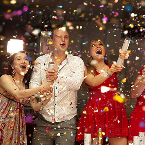 PRIMEPURE Premium Party Confetti Cannon - Set of 4- (Includes Streamer Cannons and Confetti) for Birthday, Graduation, New Years Eve, and Any Other Party or Celebration