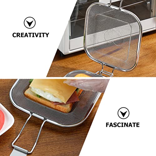 Luxshiny Stainless Steel Toaster Press Grill Sandwich Maker: Stainless Steel Sandwich Toaster Baking Grill Net Safe Grid Wire Racks For Oven Cooking Baking Barbeque Grill Accessories Bread Toaster #TOP1