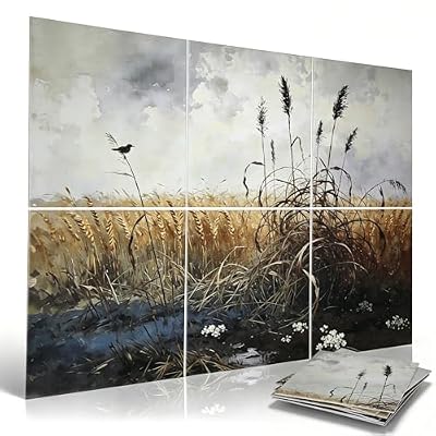 Siftary 6 Pack Art Acoustic Panels, 72x48 Inch Total Size, Self-Adhesive Flame-Retardant Polyester Felt Sound Absorbing Wall Panels for Home Office, Recording Studio & Gym