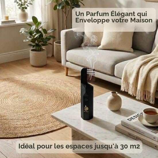 Bakhoor Peigne & Brûleur D'Encens Électrique - Diffuseur D'Arôme Cheveux Portable - Rechargeable USB - Pour Cheveux & Intérieur - Sans Fumée & Sûr - Coffret Cadeau De Luxe - Noir