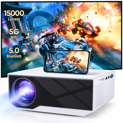 2024 Newest Projector with Wifi Bluetooth, 15000lux 500ANSI Native 1080P Bluetooth Mini Projector For Outdoor Home Movie 300", Compatible with Iphone Android / Ipad/ Laptop/ TV Stick