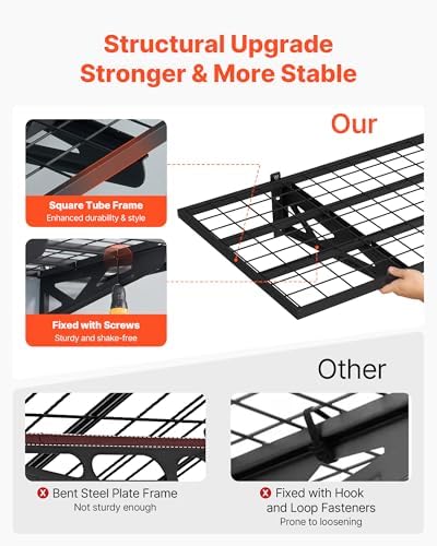VEVOR 2-Tier Heavy Duty Wall Garage Shelving, 2 x 4 ft Steel Wall Mounted Shelving Unit with Hooks, 24 x 48 Inch Per Shelf Floating Storage Metal Rack for Garage, 500 lbs Total Weight Capacity, Black - 4
