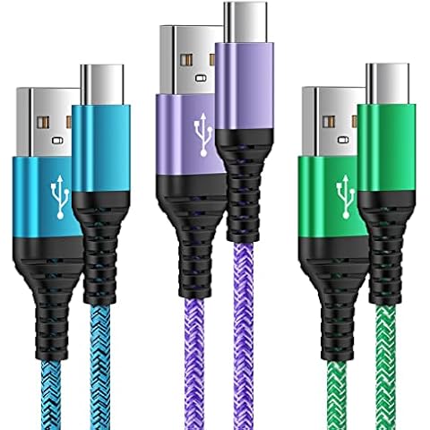 USB C Cable, Type C Charging Cable, Pack of 3 [1.8 m + 0.9 m] Fast Charging Cable, USB C Charging Cable, Nylon Data Cable for Samsung Galaxy S22/S21/S20/S10/S9/S8, Note10/9/9/9/8, A5/8, Sony, Redmi Cover