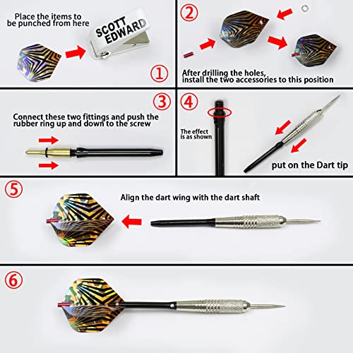 Scott Edward Dart Flight Accessory Set, Dart Flights Puncher Tool, Aluminum Flights Sleeves,Dart Flight Protectors, Metal Dart Shaft Rubber O Ring,Plastic Dart (Dart Accessory Kit) #TOP5