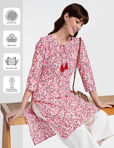 Image of Amazon Brand - Myx Women's Cotton Regular Fit Kurta (Available in Plus Sizes)