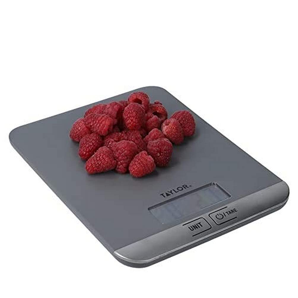 Taylor Grey Slim Digital Kitchen Scale, Compact Food Scale, Highly Accurate Digital Food Scale, Weights 5Kg, Gift Boxed