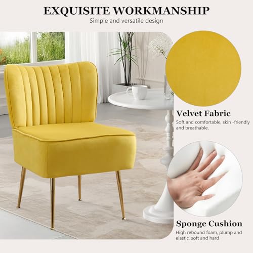 Sillón Plegable Terciopelo Amarillo miniatura 5