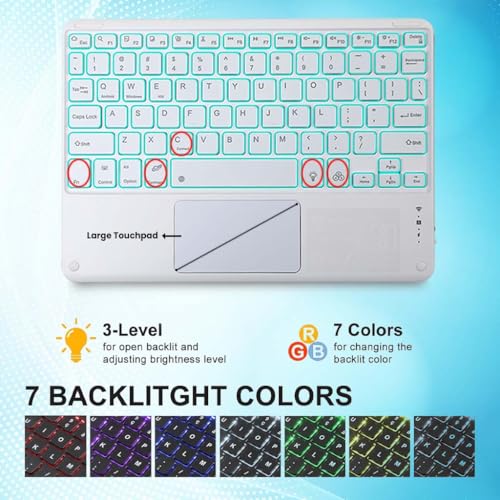 Image of Keyboard Case for Samsung Galaxy Tab A11+ & Tab A9 Plus 11 inch Folio Cover SM-X230, SM-X236B, SM-X210, SM-X215 with Trackpad, 7 Color Backlit Magnetically Detachable Bluetooth Keyboard, Multi-Angle View