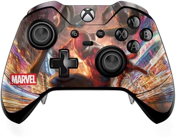 Skinit Decal Gaming Skin Compatible with Xbox One Elite Controller - Officially Licensed Marvel Spiderman Web Throw Design
