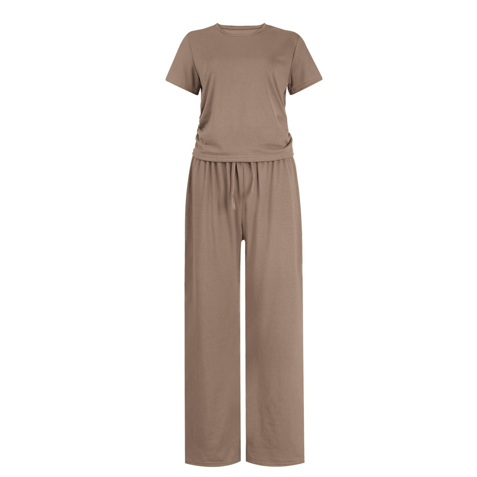 Tuta da donna sportiva elegante – Tuta da jogging a maniche corte, tuta da jogging a gamba larga + top Y2K Crop Top tinta unita elegante set sportivo yoga set estivo