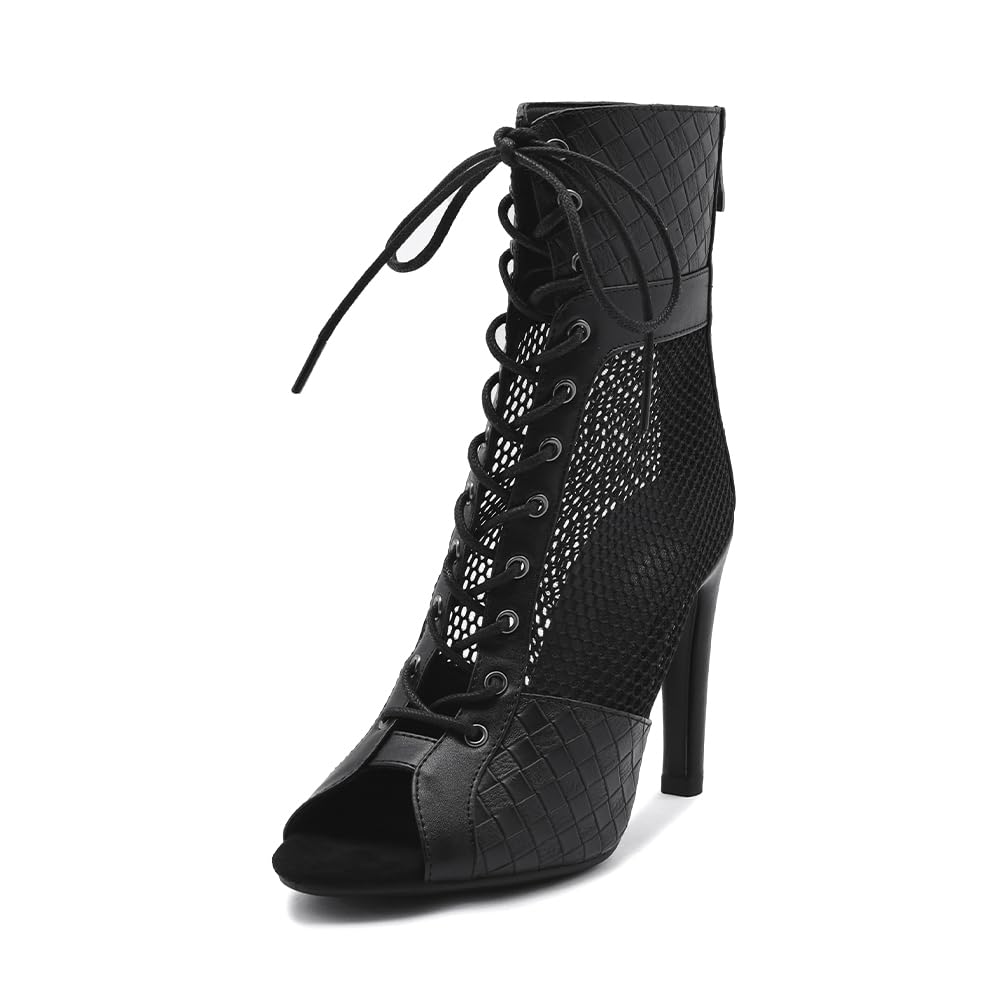 SWDZM Scarpe da Ballo Latino Americano Donna Tacco Alto Lacci Stivali da Salsa Tango Bachata Performance Stivaletti da Sala,Modello DS789