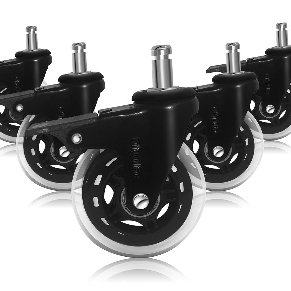 Offgridtec Juego De 5 Ruedas Para Sillas De Oficina, Ruedas De Repuesto Para Sillas De Oficina En Alfombras Y Pisos De Madera, Ruedas Duraderas Para Sillas, Ruedas Resistentes, Eje De 11X22 Mm, Negro