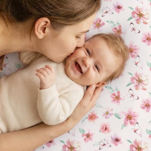 Image of david's kids 3 Pack Fitted Crib Sheets, Ultra Soft Breathable Comfortable Baby Sheet Set for Boys Girls Neutral, 28x52 Inch Fits Standard Crib and Toddler Mattresses, Floral