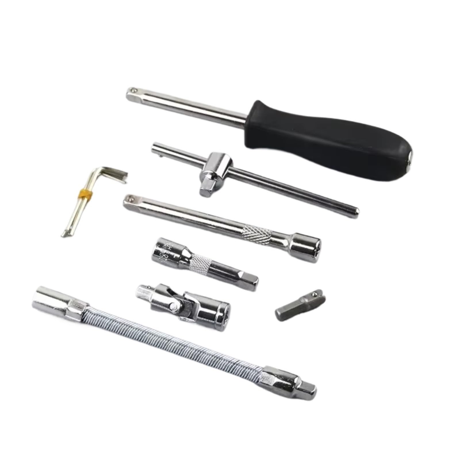 Maletín herramientas multiusos Kit Herramientas Reparación Automóviles Juego Enchufes 1/4 Pulgadas Herramienta Reparación Automóviles Llave Dinamométrica Trinquete Conjunto Reparación 46 Uds.