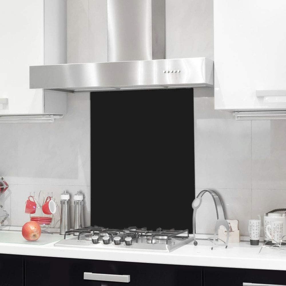 – BELOFAY 6mm Tempered Glass Splashbacks for Cookers, Toughened Glass Heat Resistant Splashback for Kitchen (60x65, Black)