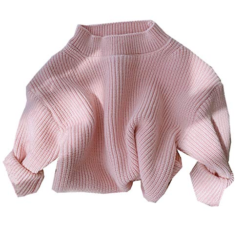 Newborn Toddler Baby Knitted Sweater Kids Boy Girl Fall Winter Warm Crewneck Pullover Tops Outfits Clothes (B-Pink, 0-6 Months)