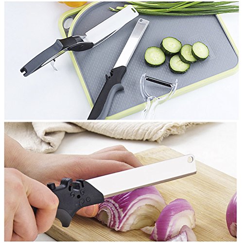 Vicloon Kitchen Scissors, Sharp Kitchen Scissors Multipurpose Utility Stainless Steel Scissor with Cutting Board Built-in, 2-in-1 Kitchens Tool Slicer for Vegetable Fruit Bread Cheese - Image 4