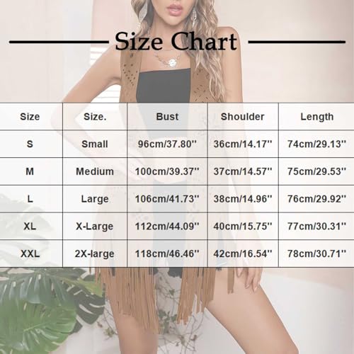 Women's Vintage Cowgirl Tassel Vests 60s 70s Hippie Sleeveless Faux Suede Fringe Outerwear Western Boho Cardigan3