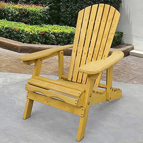Trueshopping Outdoor Adirondack Garden Patio Chair - Wide Wooden Armchair with Adjustable Curved Back Rest - Easy Assemble Garden, Lawn and Decking Furniture