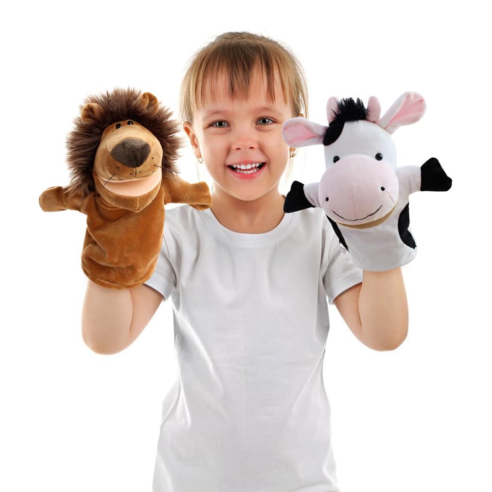 LICHENGTAI Marionnettes à Main En Peluche, Peut Ouvrir La Bouche Marionnettes Animal De Dessin Animé, Créatif Poupées Mignonnes Animaux Théâtre Jeu De