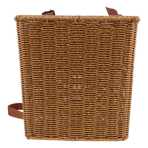 Operitacx Mochila-Cesta Tejida para niños - Mochila de ratán Tejido a Mano de plástico para Recoger Frutas y Verduras - Cesta de Picnic rústica con Correas Ajustables para los Hombros