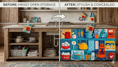 Image of Barebeauty Premium Printed Kitchen Sink Curtain | Kitchen Under Sink Curtain | Decorative Cabinet Cover | Washable & Dustproof | Modern Curtain (1, Design-10)