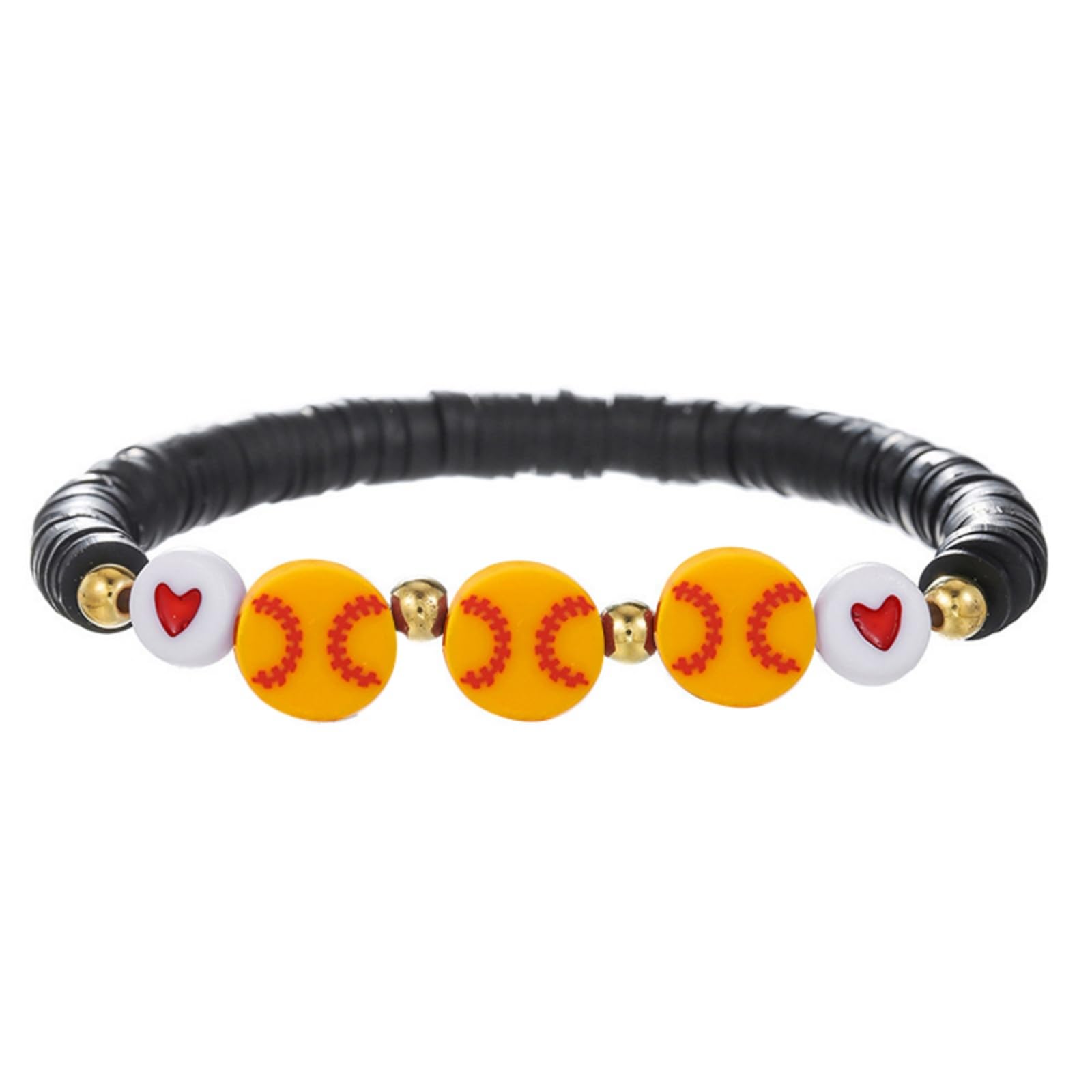 WCRAZYE Sports Bracelets Charm Football Baseball Basketball Volleyball Soccer Softball Stackable Clay Beaded Bracelets for Sport Team Lovers Players