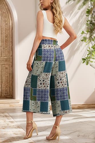 Image of IWOLLENCE Women Flowy Loose Wide Leg Pant Summer Beach Casual Trousers high Waist Adjustable Knot Business Work Casual Pants