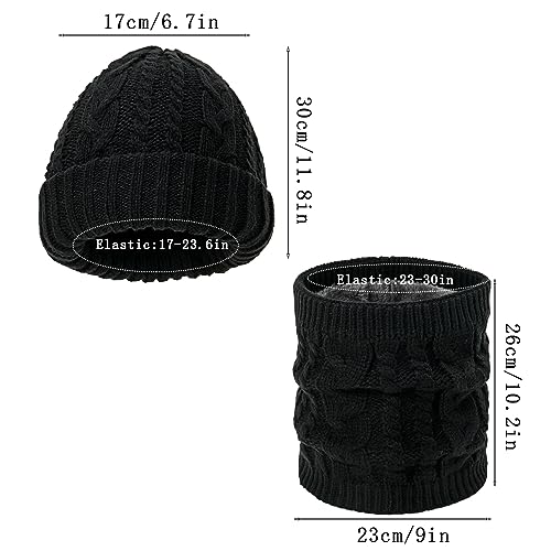 Men Women Winter Beanie Hat Scarf Set Warm Knit Thick Skull Cap Neck Warmer for Winter4