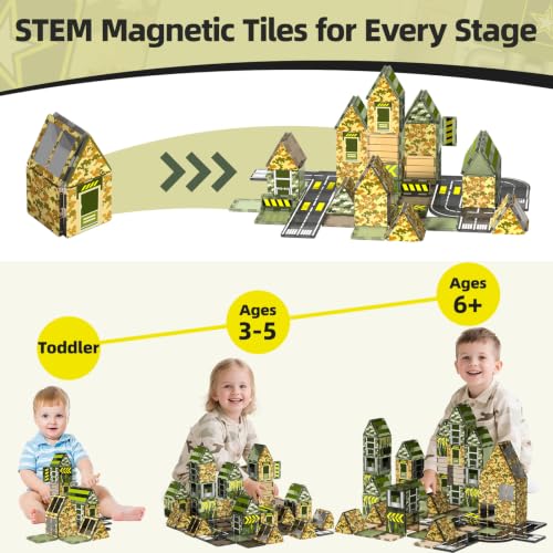 GobiDex Magnetic Tiles Army Toys Building Set for Kids Ages 3 - image 4