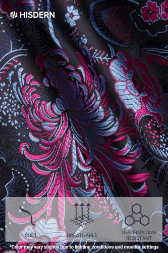 Image of HISDERN Ties for Men Paisley Tie and Pocket Square Cufflinks Set Formal Classic Floral Necktie Handkerchief Wedding Party