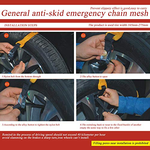 Snow Chains Tire Chains for SUV Cars Trucks Vehicle Universal Security Chain Anti Skid Chains For Ice Snow Mud Sand Universal 10PCS 7.2-11.6'' Easy To Install Remove Adjustable Durable Winter Driving