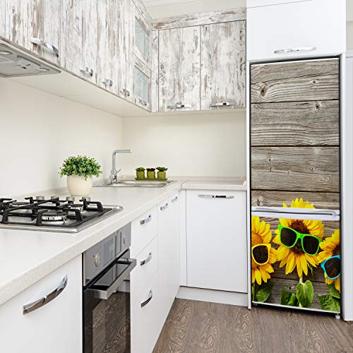 Vinilo para nevera de girasoles 70x190 cm película autoadhesiva decorativa 4