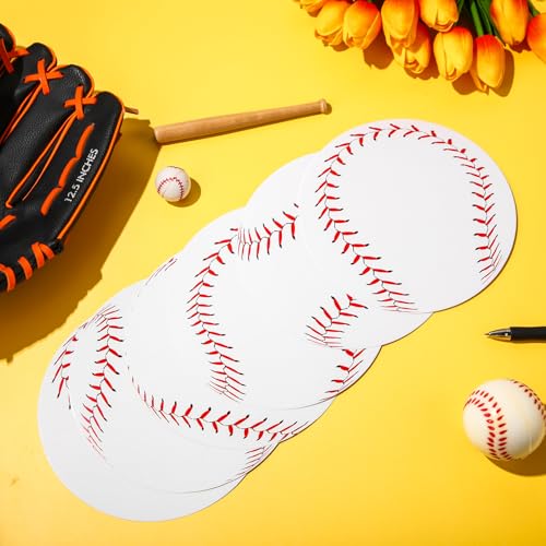 Image of TaoBary 24 Pcs 7.09in Paper Baseball Cutouts Party Decor for Bulletin Board | 6 Design Large Baseball Poster Wall Decals with 48 Glue Point, for Classroom Sport Birthday Party Banner DIY Supplies