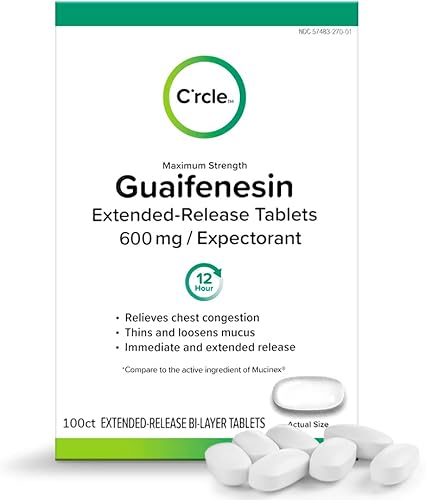 Miniatura 8 de C'rcle Guaifenesin 1200mg 56 tabletas - Tabletas de guaifenesina para alivio de la congestión torácica y alivio de moco expectorante -